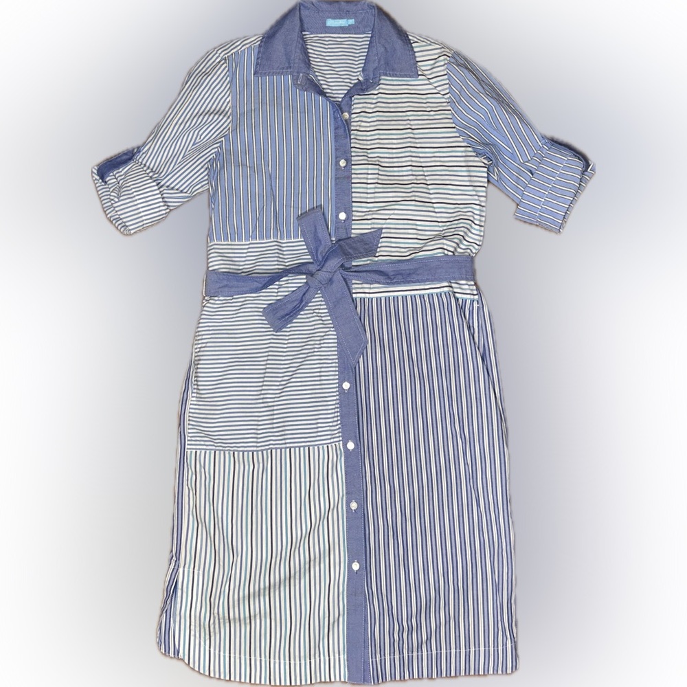 J McLaughlin Miranda Stripes Patchwork Poplin But… - image 7